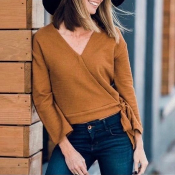 Madewell Texture & Thread Burnt Orange Wrap Top XXS - Picture 2 of 9